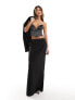 NA-KD x Claire Rose tailored maxi skirt in black