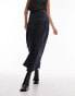 Topshop crinkle wrap midi skirt in navy