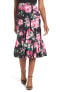 Women's Eliza J 152422 Floral Black Pink Ruffle Midi Skirt Sz. 8