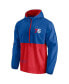 Men's Royal, Red Philadelphia 76ers Anorak Block Party Windbreaker Half-Zip Hoodie Jacket