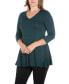 Women's Plus Size Three Quarter Sleeves V-Neck Tunic Top