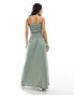 4th & Reckless shirred bandeau dropped waist maxi dress in sage