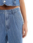 ASOS DESIGN wide leg dad jeans in mid blue pinstripe co-ord