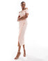 Vesper Tall bardot sweetheart neck wrap midaxi dress in baby pink