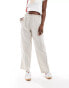 Vila linen touch pinstripe wide leg trousers in cream