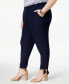 NY Collection Plus Size Tapered Tie Hem Pants Navy 3X