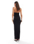 Bershka halterneck bodycon maxi dress in black