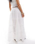 Iisla & Bird broderie tiered maxi beach skirt co-ord in white