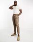 ASOS DESIGN wedding tapered wool mix smart trousers in tweed brown