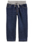 Toddler Drawstring Pull-On Jeans - Dark Blue 4T