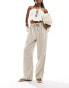 ASOS DESIGN premium cargo trouser with linen in natural