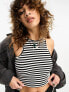 Only racer neck cropped top in black and white stripe