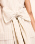 ASOS LUXE linen look long line sleeveless tailored blazer with bow back in stripe