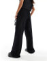 Stradivarius Petite linen look pull on trouser in black