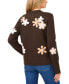 Women's Flower Patterned Knit Crewneck Sweater