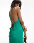 Topshop wide rib chuck on jersey maxi dress in green