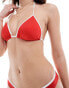 Free Society contrast multi way triangle bikini top in red and white