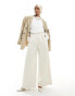 ASOS EDITION premium textured jersey wide leg trouser with asymmetric waistband in cream