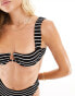 Free Society crinkle stripe underwire bikini top in black