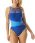 Coco Reef Womens Tummy-Control Contrast One-Piece Swimsuit Blue Size 10/34C