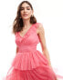 Anaya ruffle tiered maxi dress in hot pink