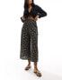 New Look ditsy cropped trousers in black