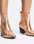 Glamorous Wide Fit western ankle boots in bronze exclusive to ASOS