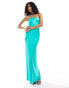 Pretty Lavish hammered satin maxi dress in jade green