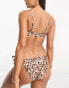 New Look geo print v bikini top in brown pattern