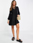 Urban Threads oversized smock dress in black