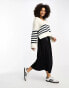 ASOS DESIGN boxy fit collar jumper with step hem and side splits in stripe