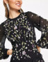 ASOS DESIGN embellished tiered mini dress with wild bloom floral embrodiery in black