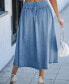 Women's Basque Waist Denim Midi Skirt