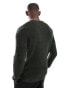 Jack & Jones oversized chunky jumper in dark green mixed yarn