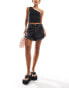 AllSaints Astrid fray hem denim shorts in washed black