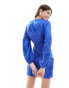 Never Fully Dressed Vienna satin jacquard wrap mini dress in cobalt