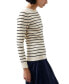 Women's Stripe Crinkle Knit Long-Sleeve Top