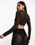 Jaded Rose ruched mesh crop top co-ord in black