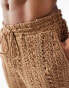 South Beach knit beach short co-ord in brown