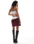 Nobody's Child Stockholm mini cord skirt in burgundy