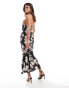 ASOS DESIGN maxi bias slip dress with trim detail in cow print