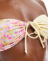 The Frolic cura double tie front ditsy floral bandeau bikini top in pink