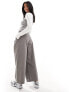 ASOS DESIGN Petite barrel trouser in structured twill in grey