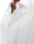 ASOS DESIGN relaxed shirt with pintuck and organza collar details in white