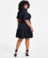 Trendy Plus Size Puff-Sleeve Tiered Mini Dress, Created for Macy's