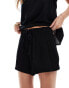 JDY pull on texture short co-ord in black