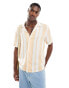 River Island revere collar shirt in peach stripe