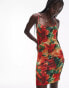 Topshop square neck mini dress in bright floral print in multi