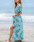 Women's Floral Paisley Print M-Slit Beach Dress