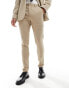 ASOS DESIGN skinny fit wool mix suit trousers in camel basketweave